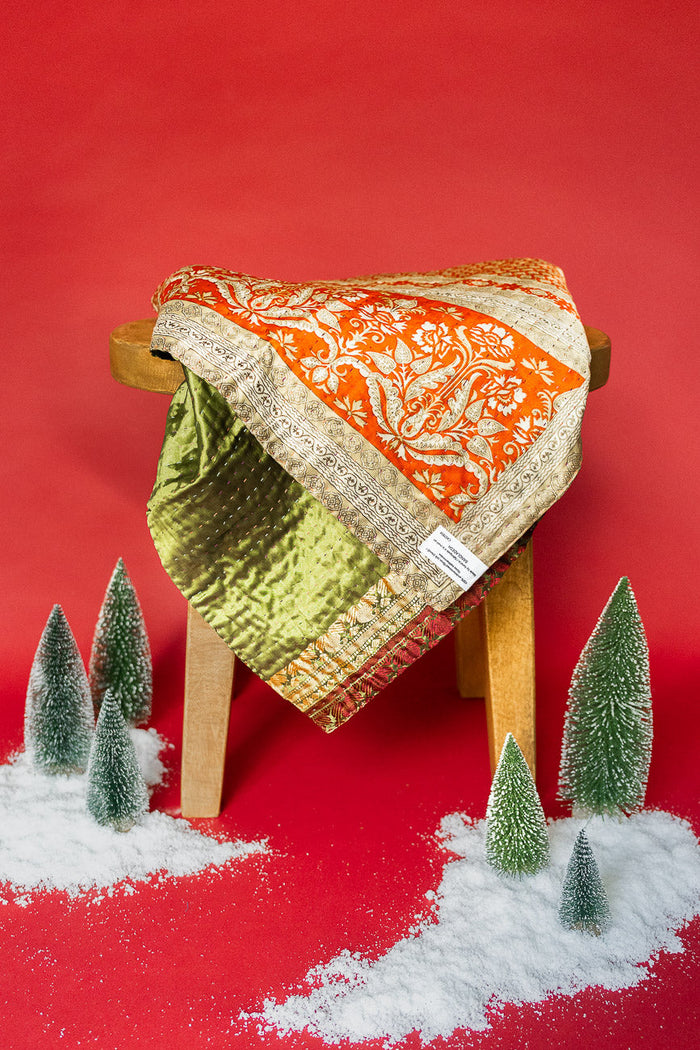 Kantha Silk Throw Blanket