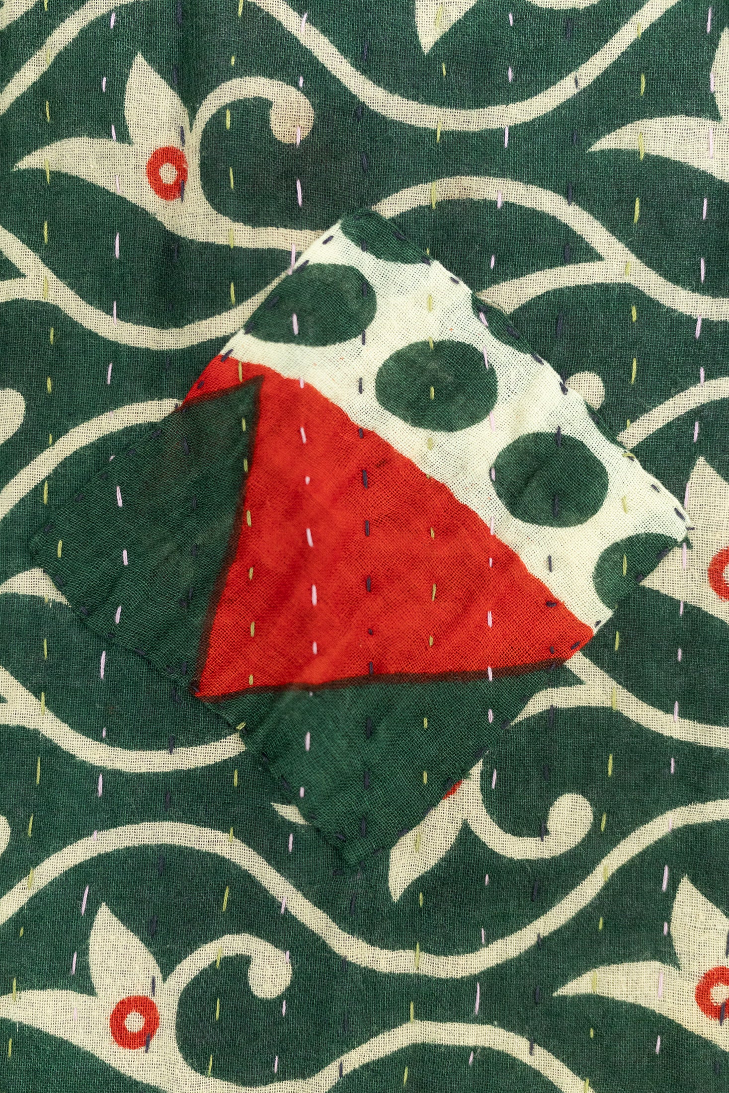 Silent Night Holiday Kantha Blanket