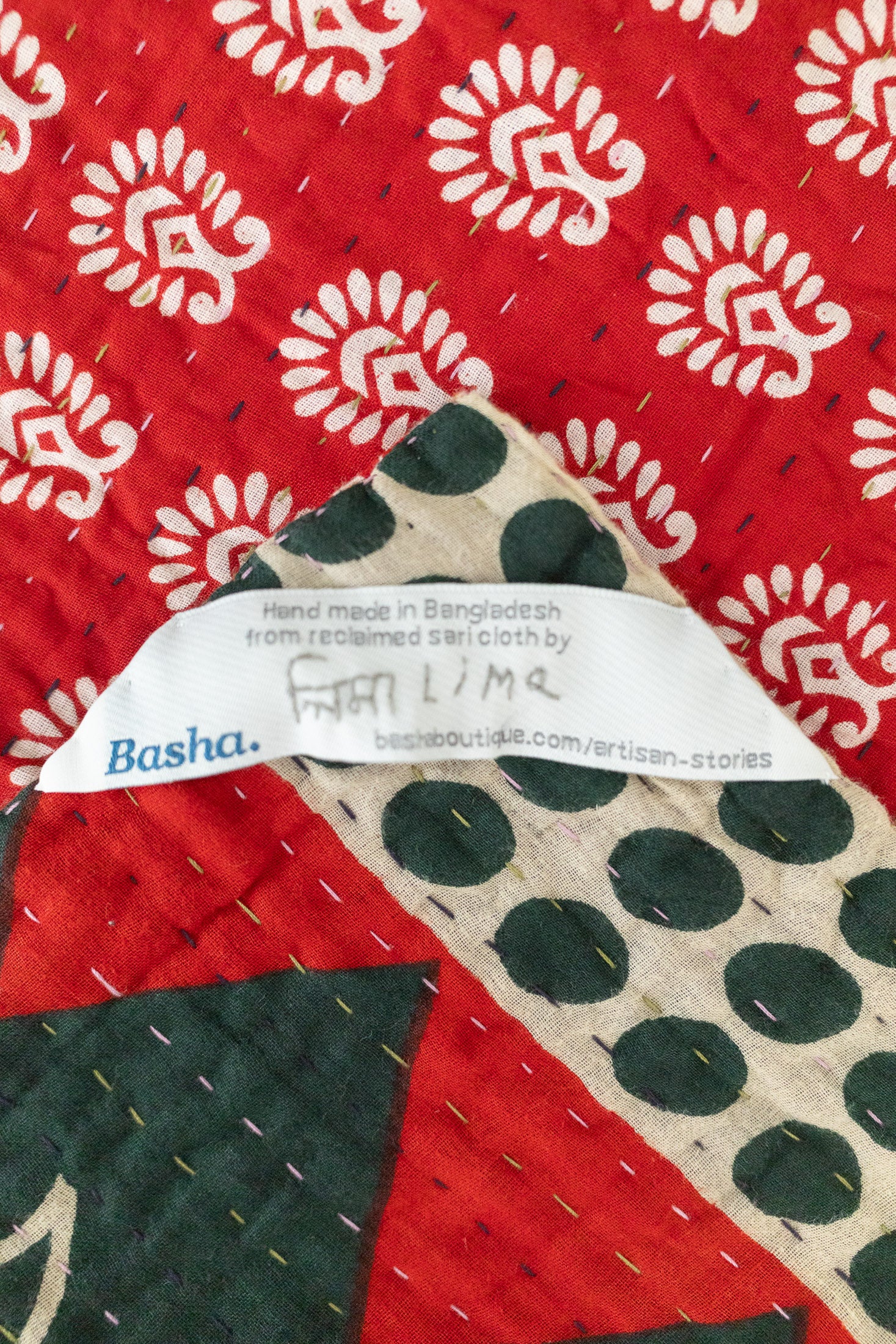 Silent Night Holiday Kantha Blanket