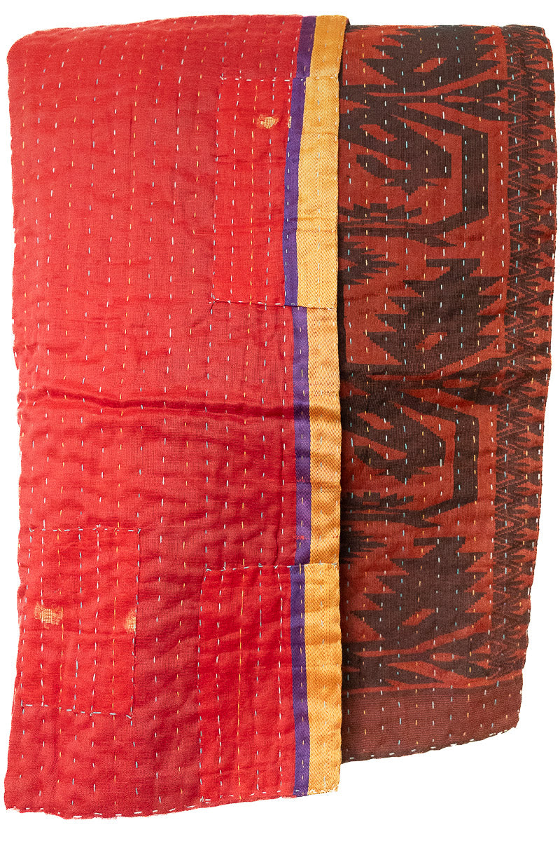 Kantha Silk Throw Blanket
