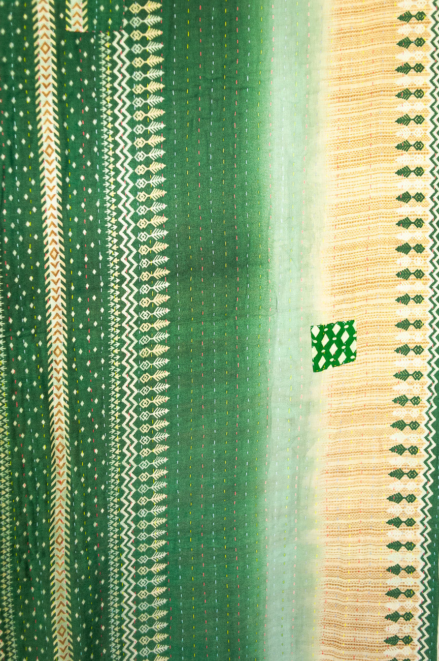 Snowfall Kantha Christmas Throw