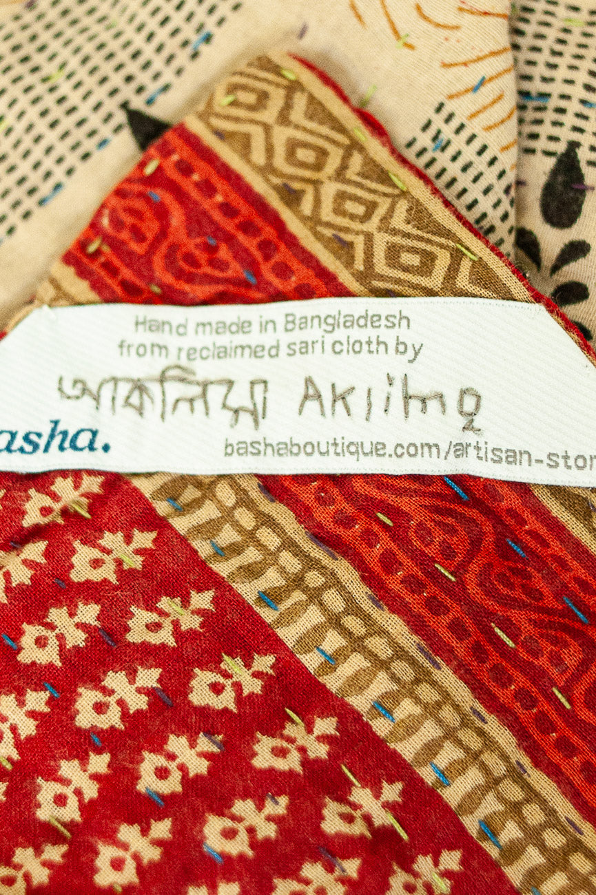 Snowman Kantha Christmas Throw