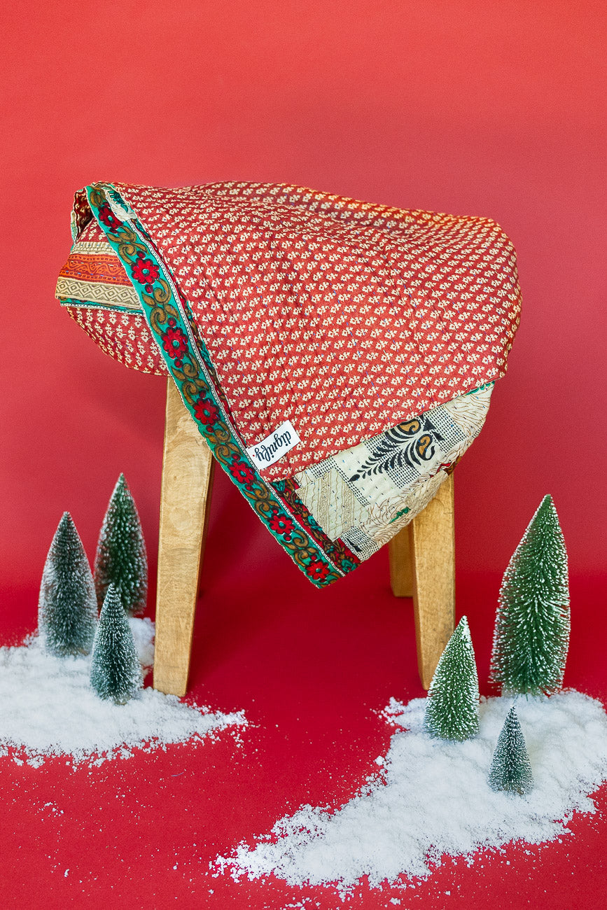 Snowman Kantha Christmas Throw