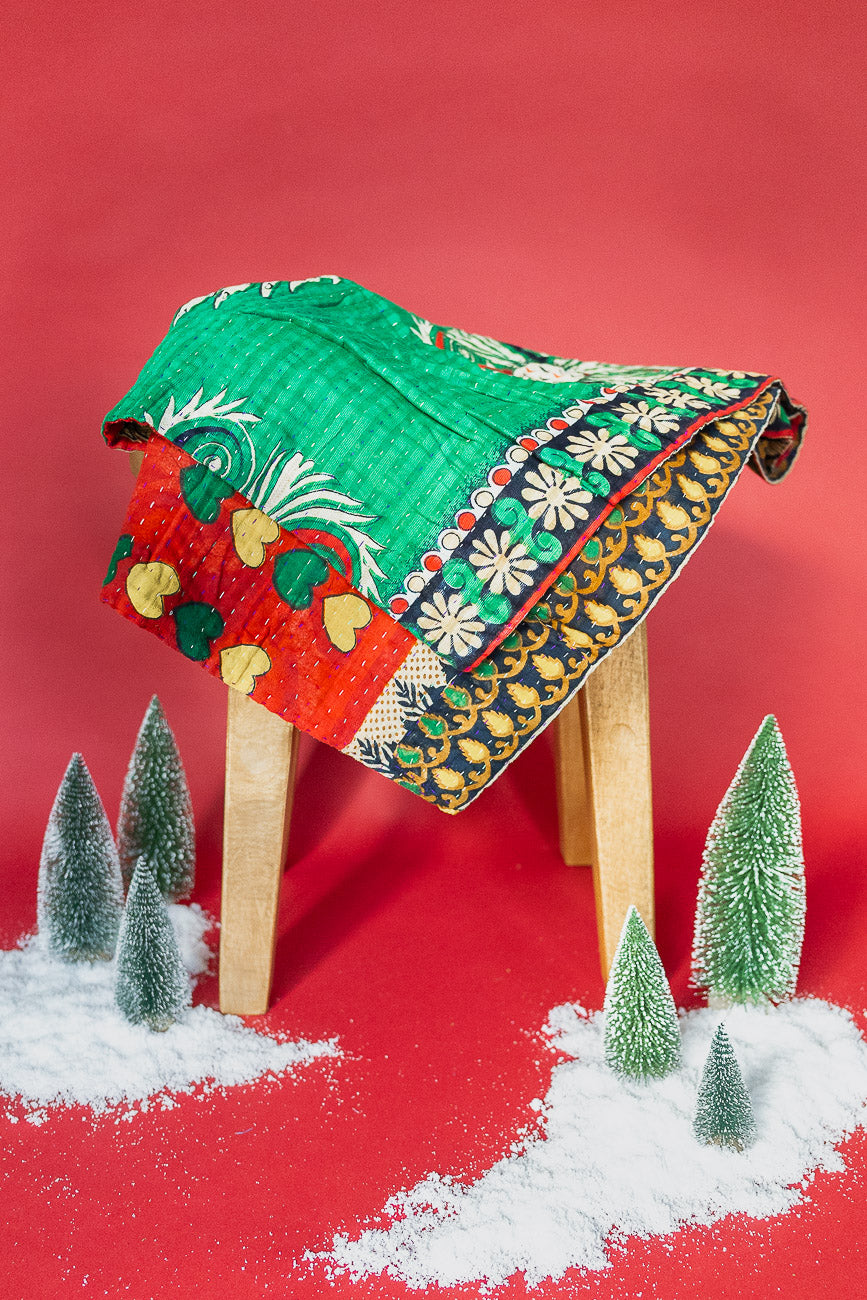 Snug Kantha Christmas Throw