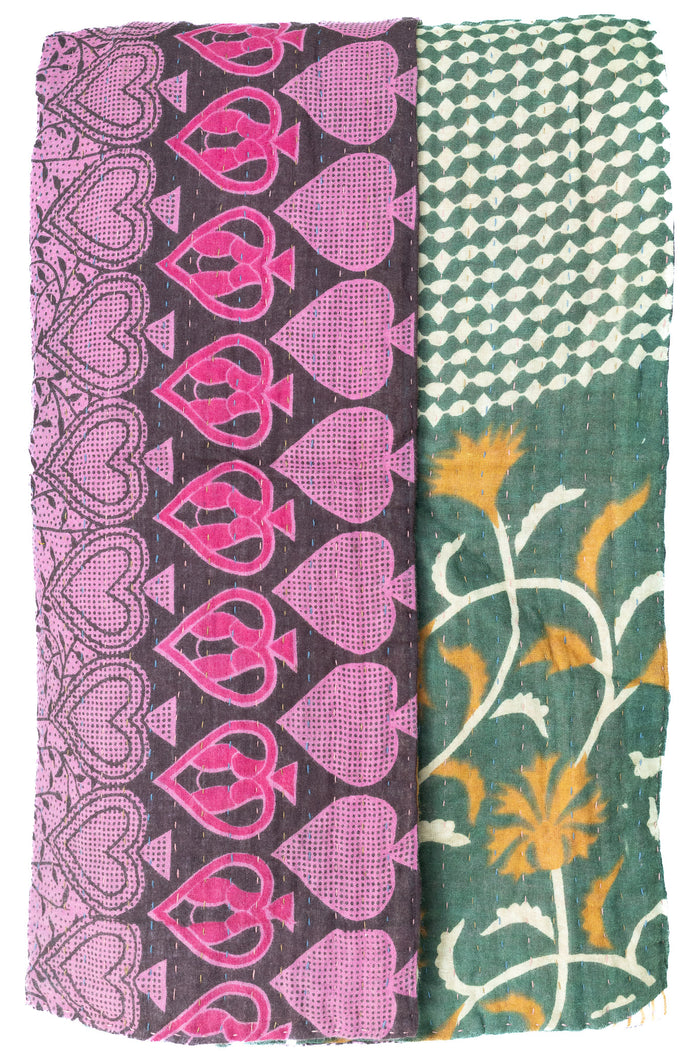 Spade Kantha Throw Blanket