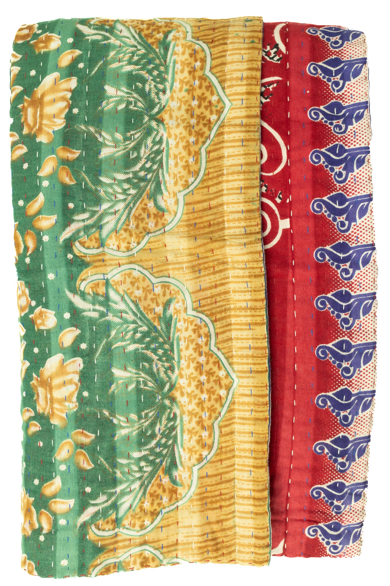 Spring Kantha Throw Blanket