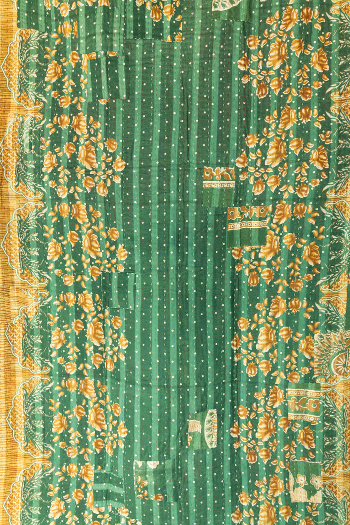 Spring Kantha Throw Blanket
