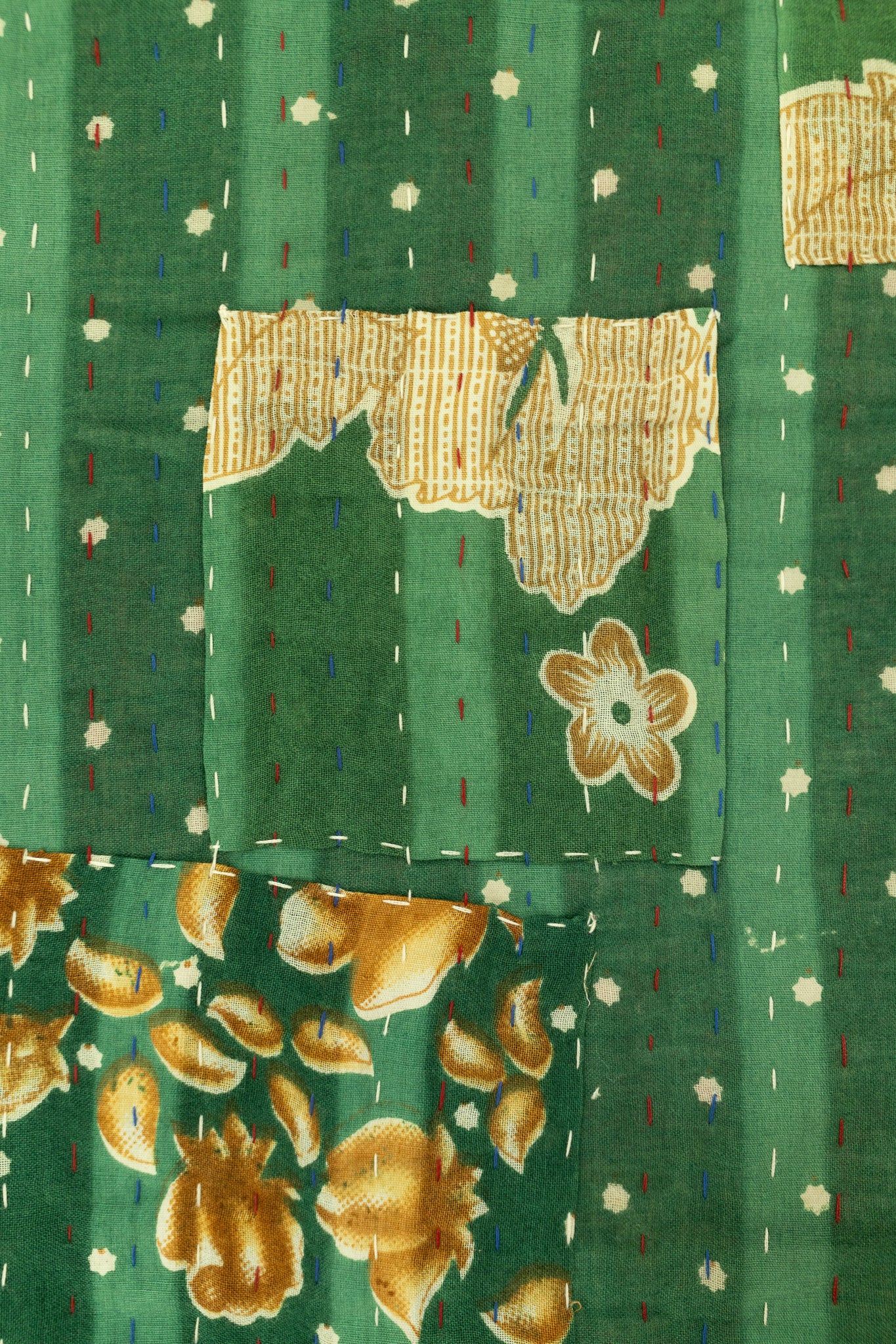 Spring Kantha Throw Blanket