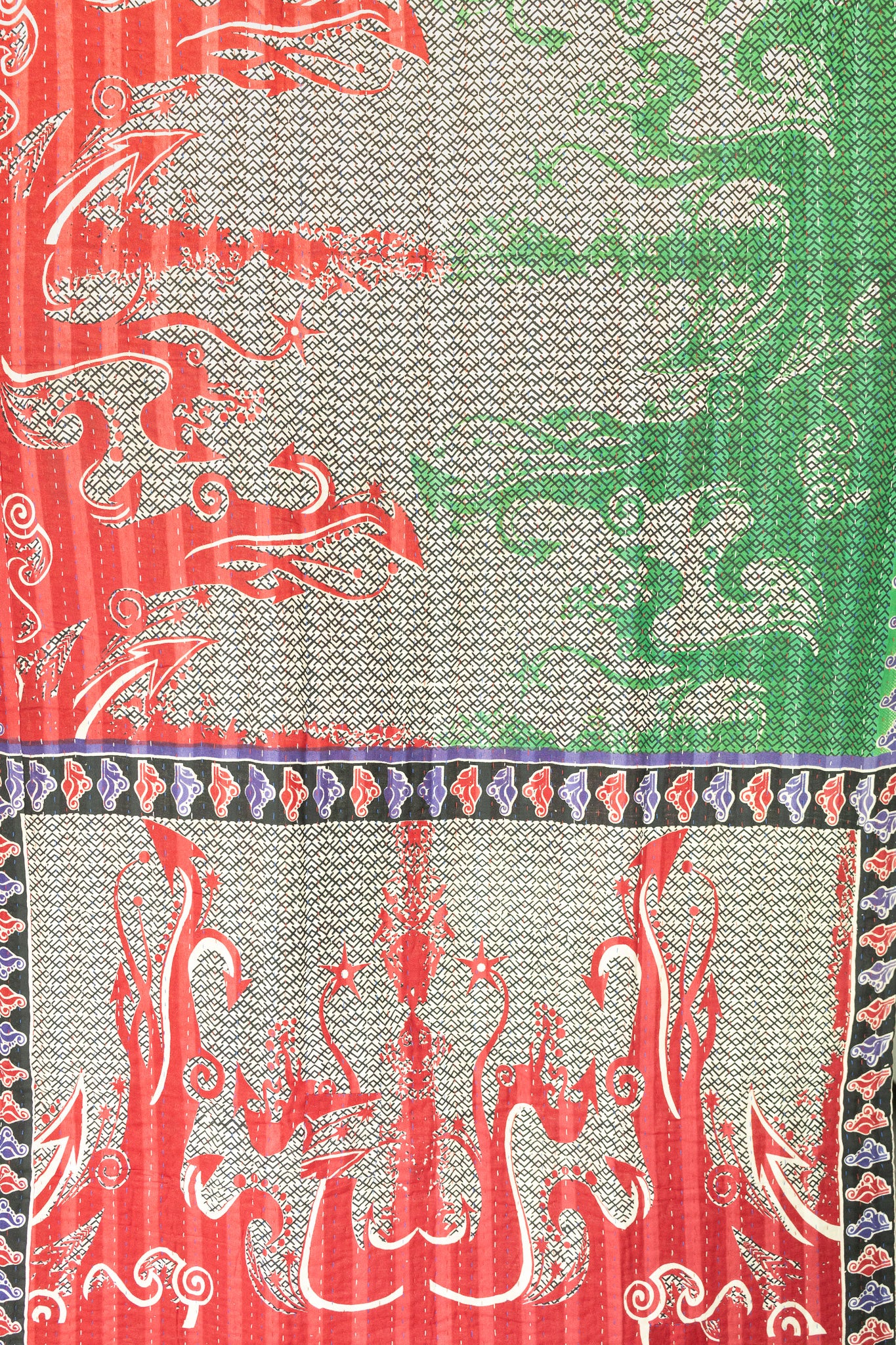 Spring Kantha Throw Blanket