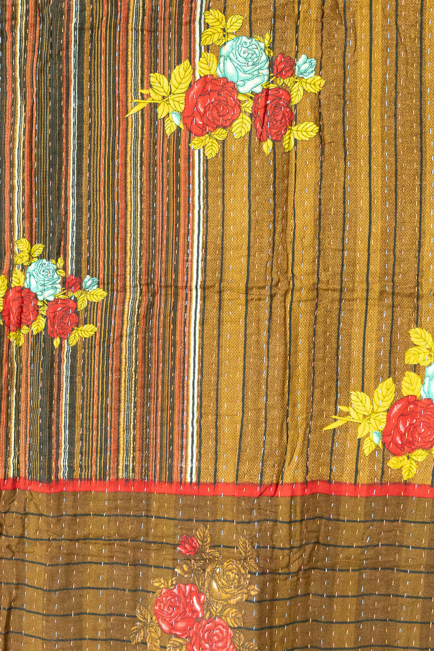 Striped Kantha Throw