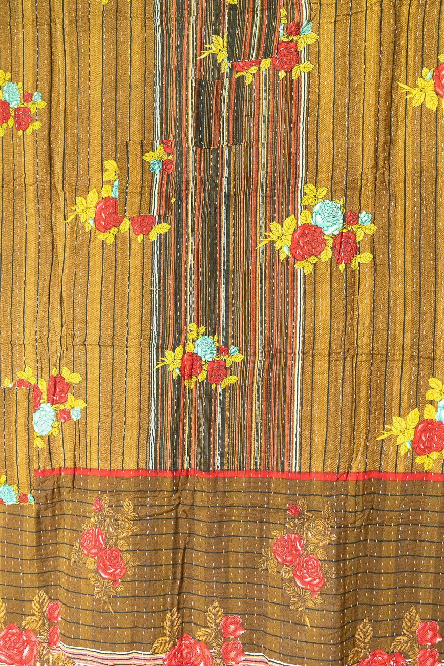 Striped Kantha Throw