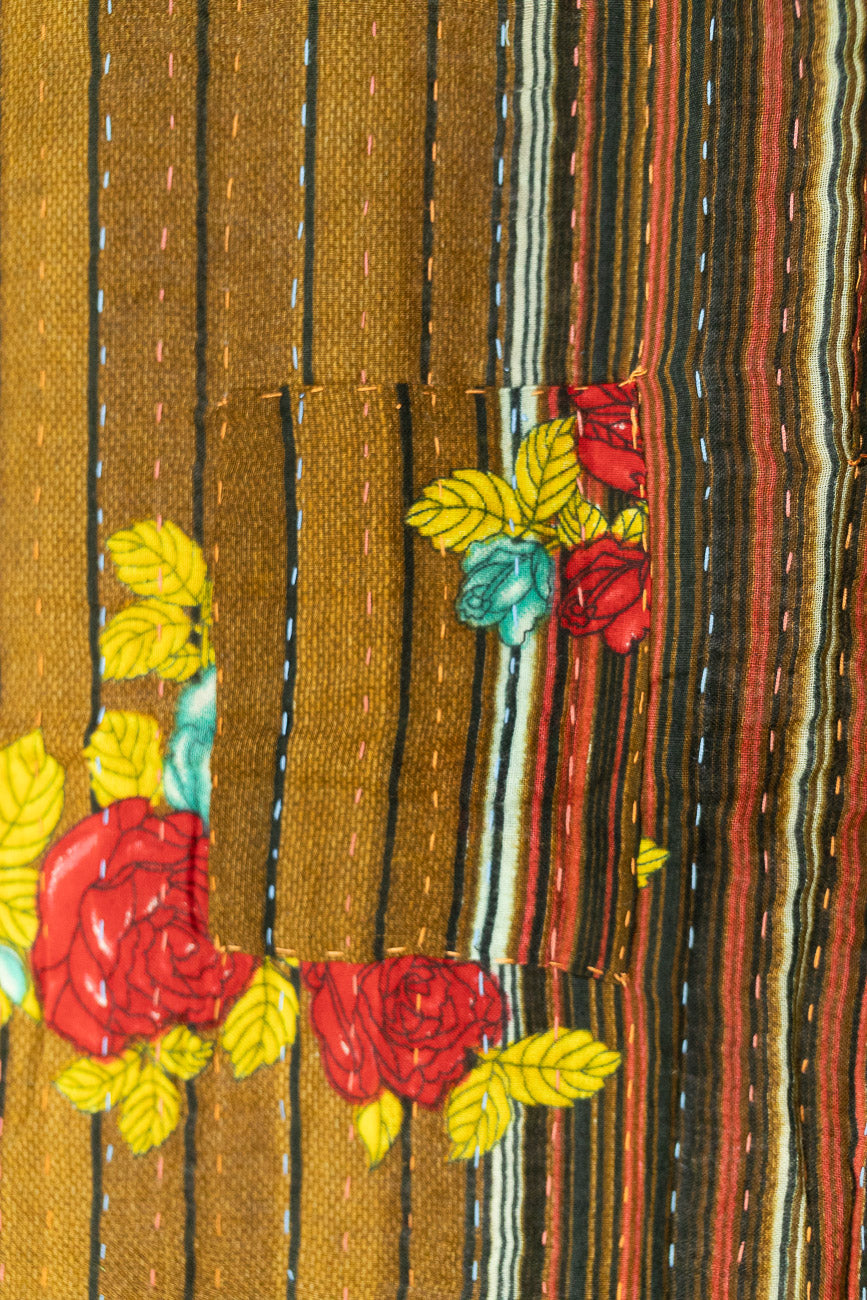 Striped Kantha Throw