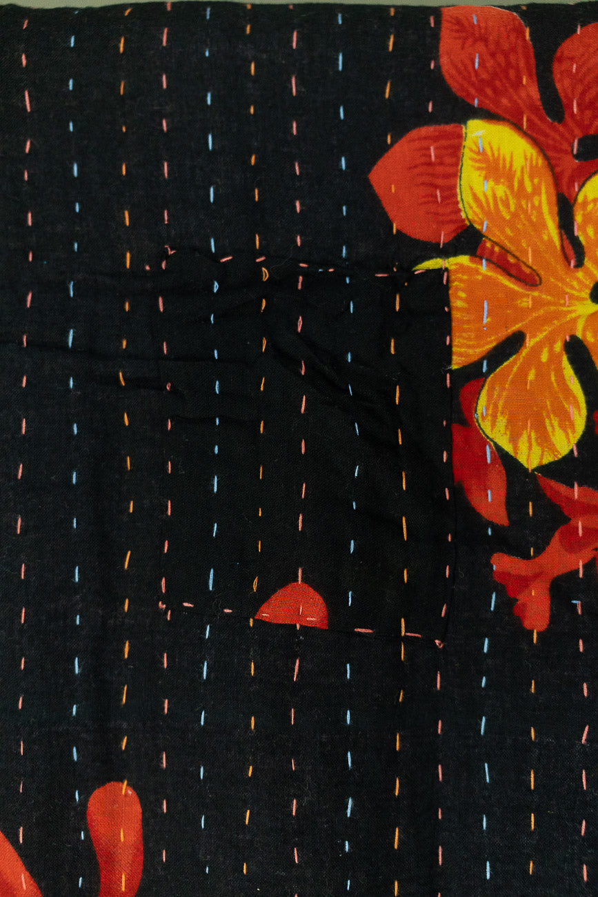 Striped Kantha Throw