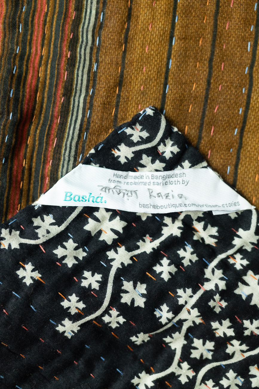 Striped Kantha Throw