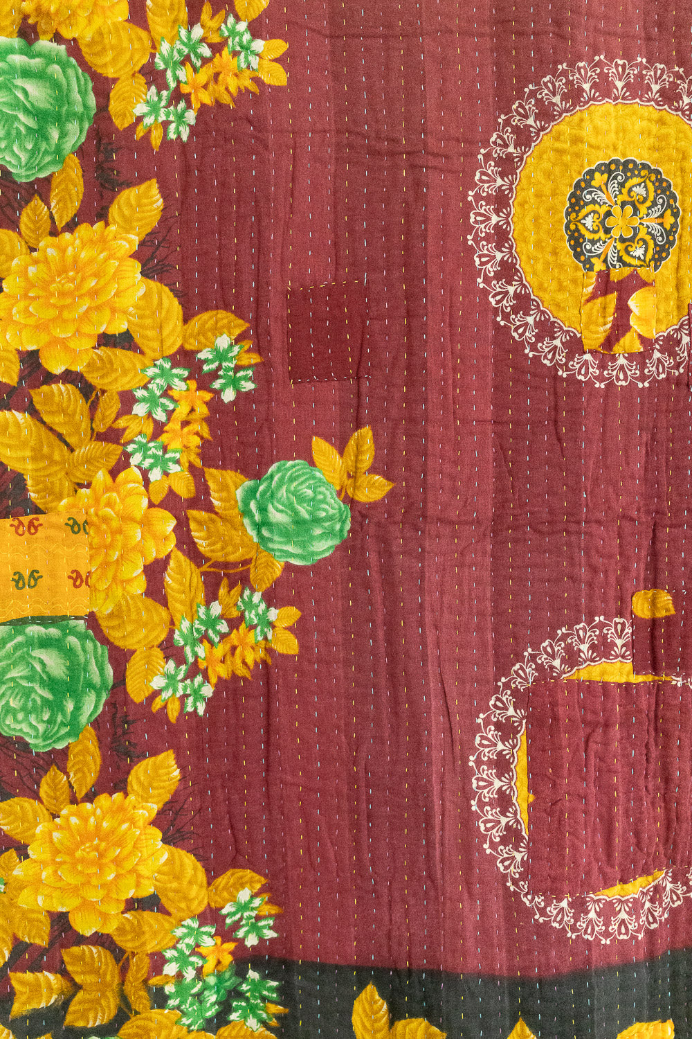 Sunflower Kantha Throw