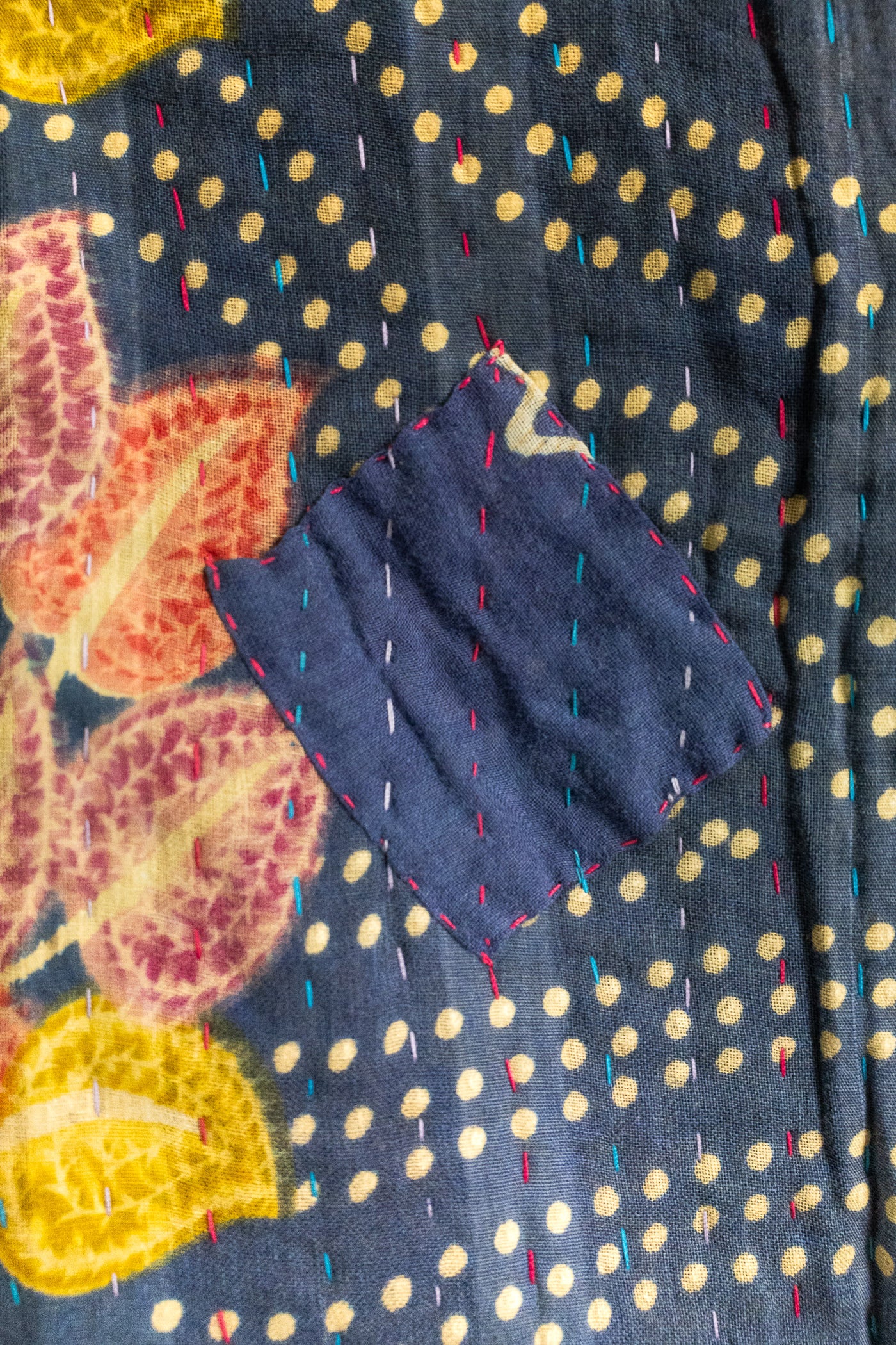 Sunrise Kantha Throw Blanket