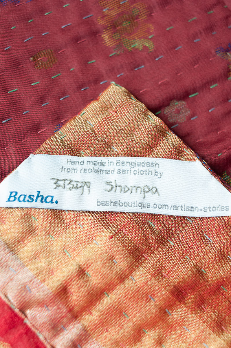 Sunset Silk Blend Kantha Throw