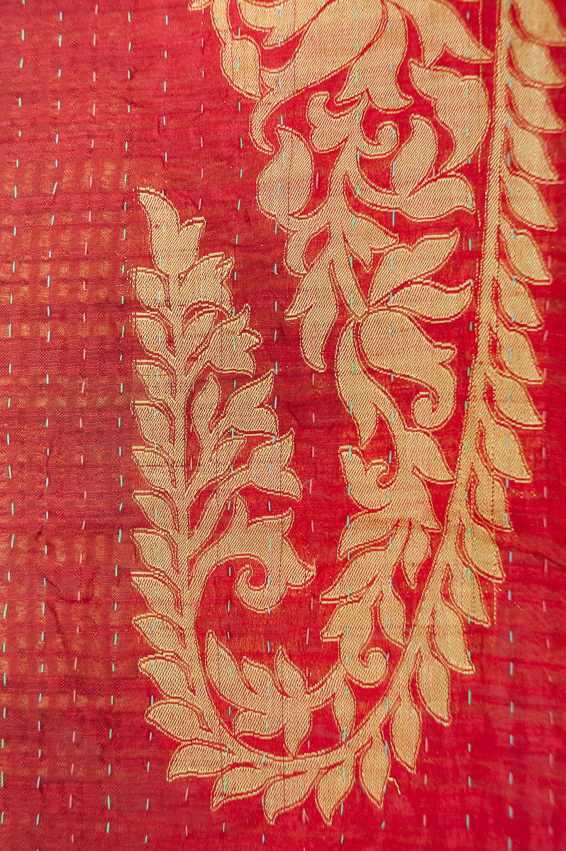 Sunset Silk Blend Kantha Throw