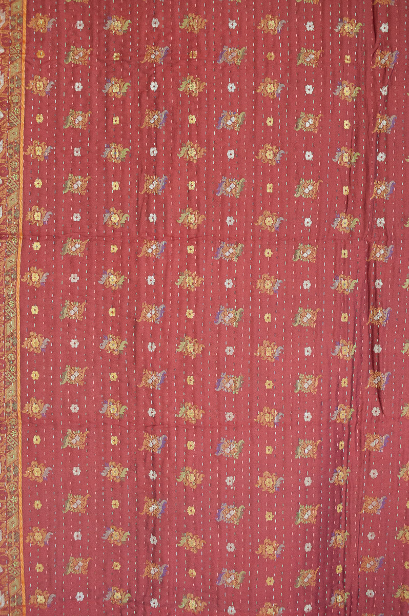 Sunset Silk Blend Kantha Throw