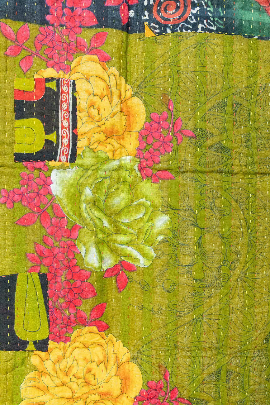 Tidings Kantha Christmas Throw