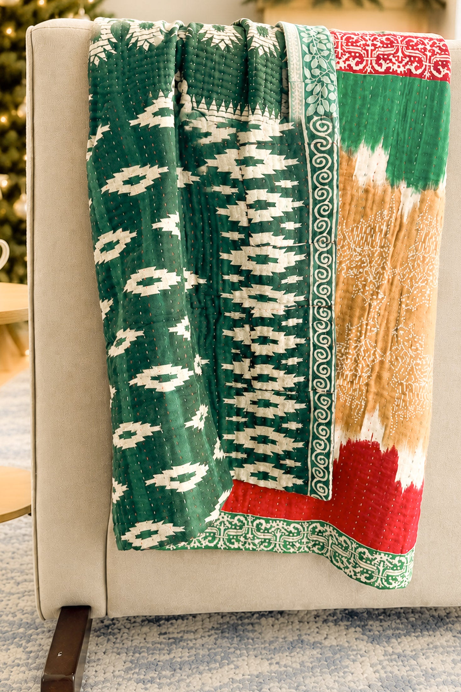 Tinsel Holiday Kantha Blanket