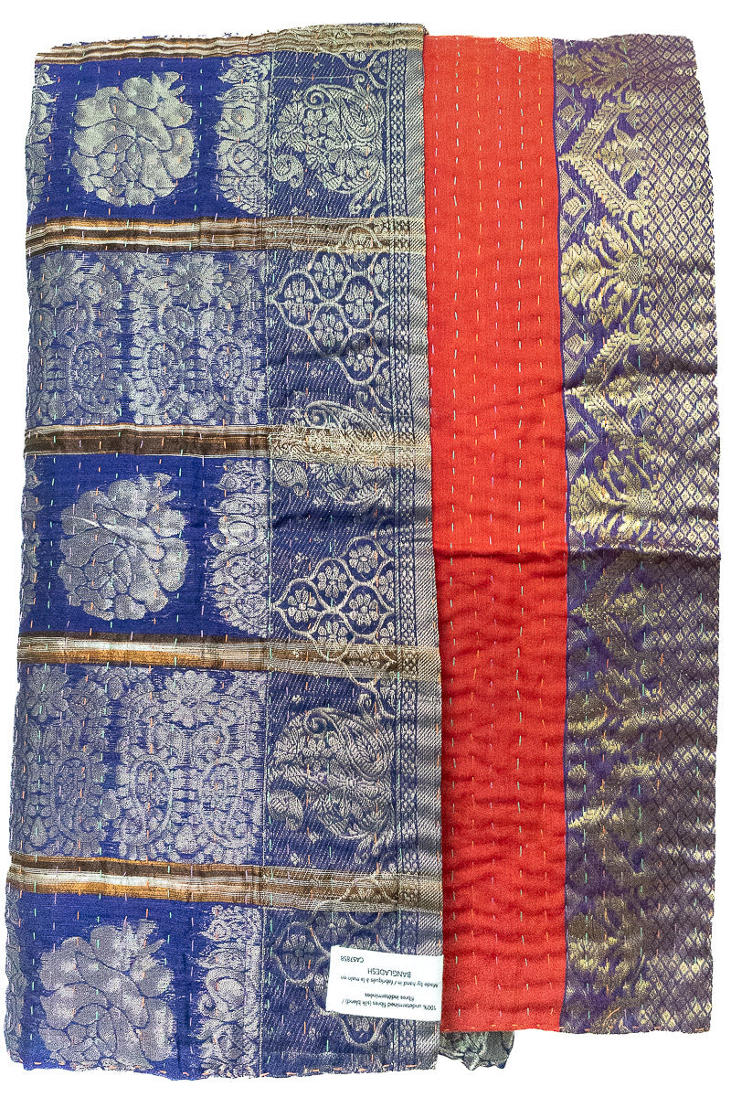 Kantha Silk Throw Blanket