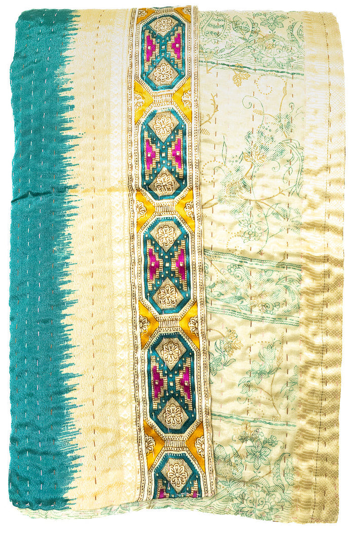 Kantha Silk Throw Blanket