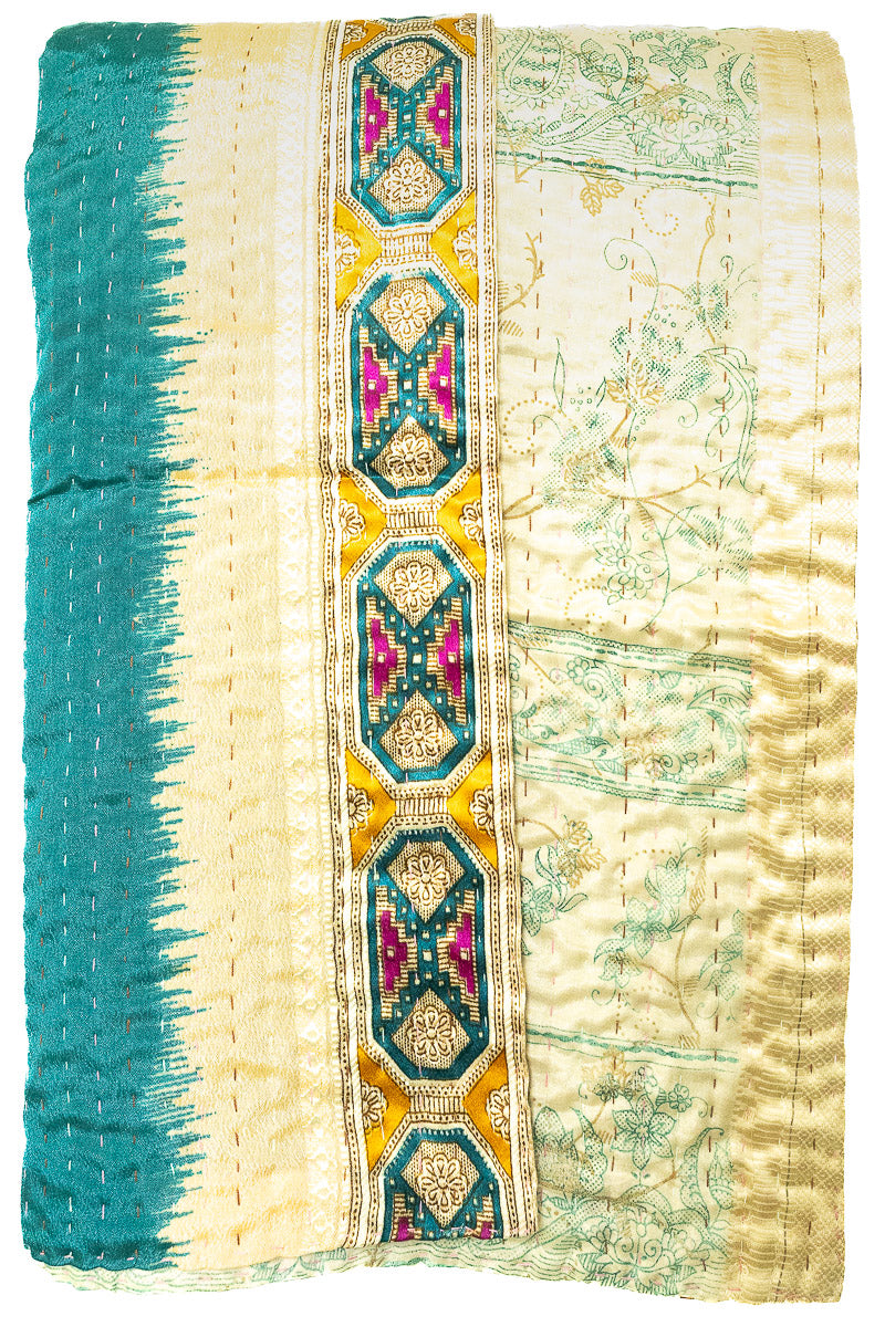 Kantha Silk Throw Blanket