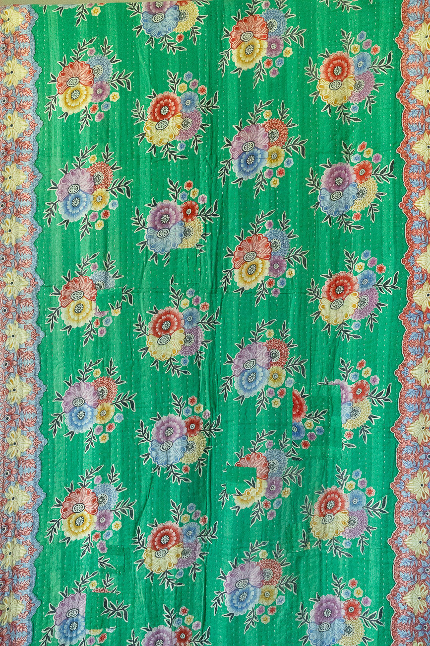 Turquoise Kantha Throw