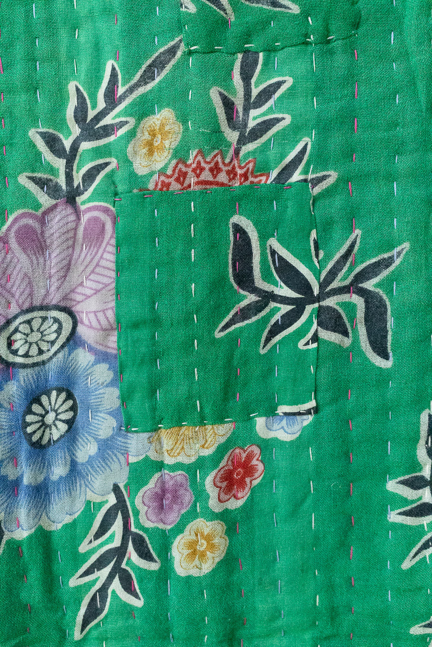 Turquoise Kantha Throw