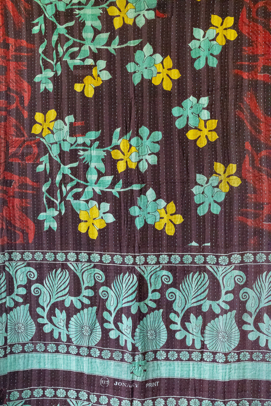 Turquoise Kantha Throw