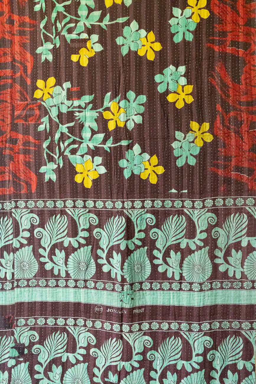 Turquoise Kantha Throw