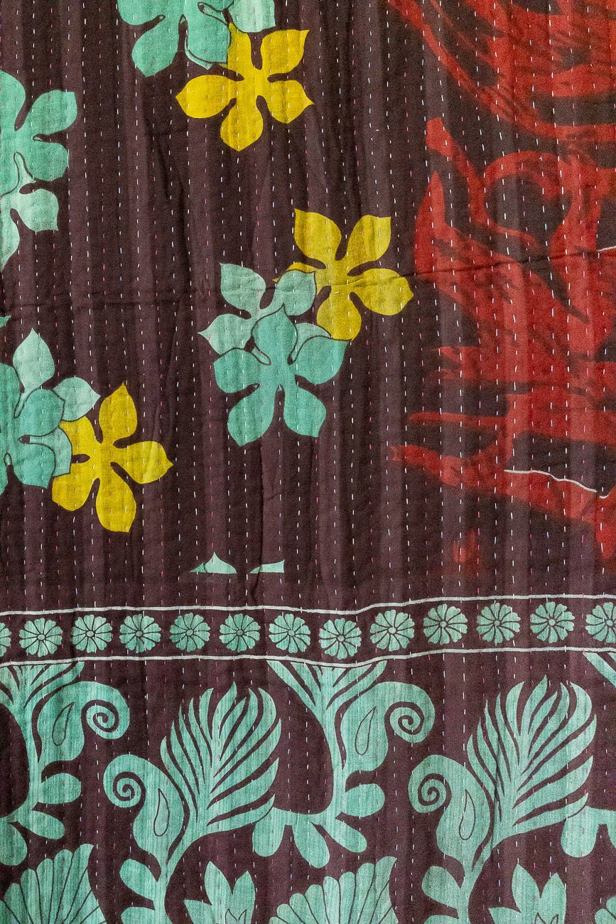 Turquoise Kantha Throw