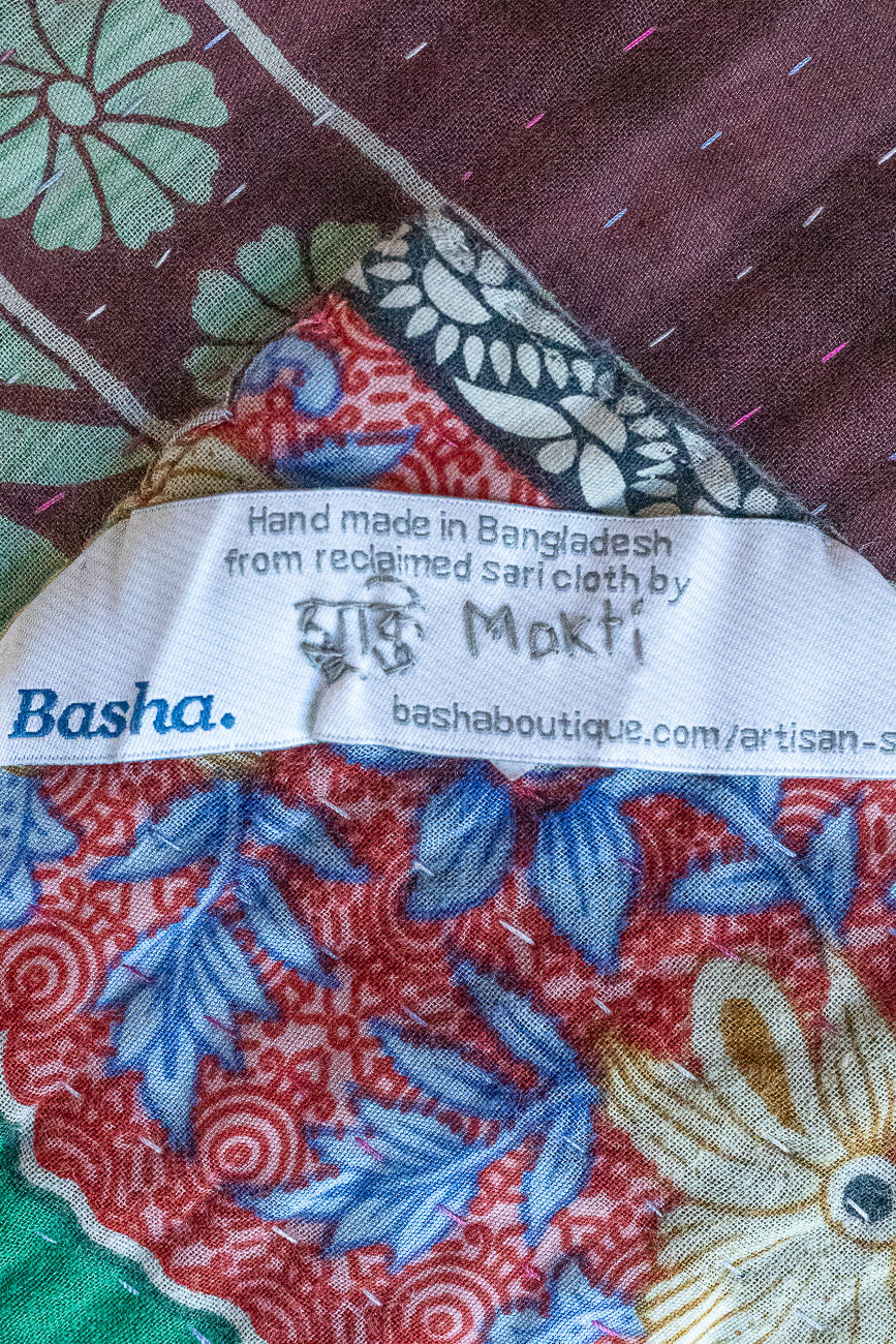 Turquoise Kantha Throw