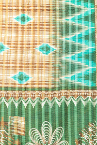 Turquoise Kantha Throw Blanket