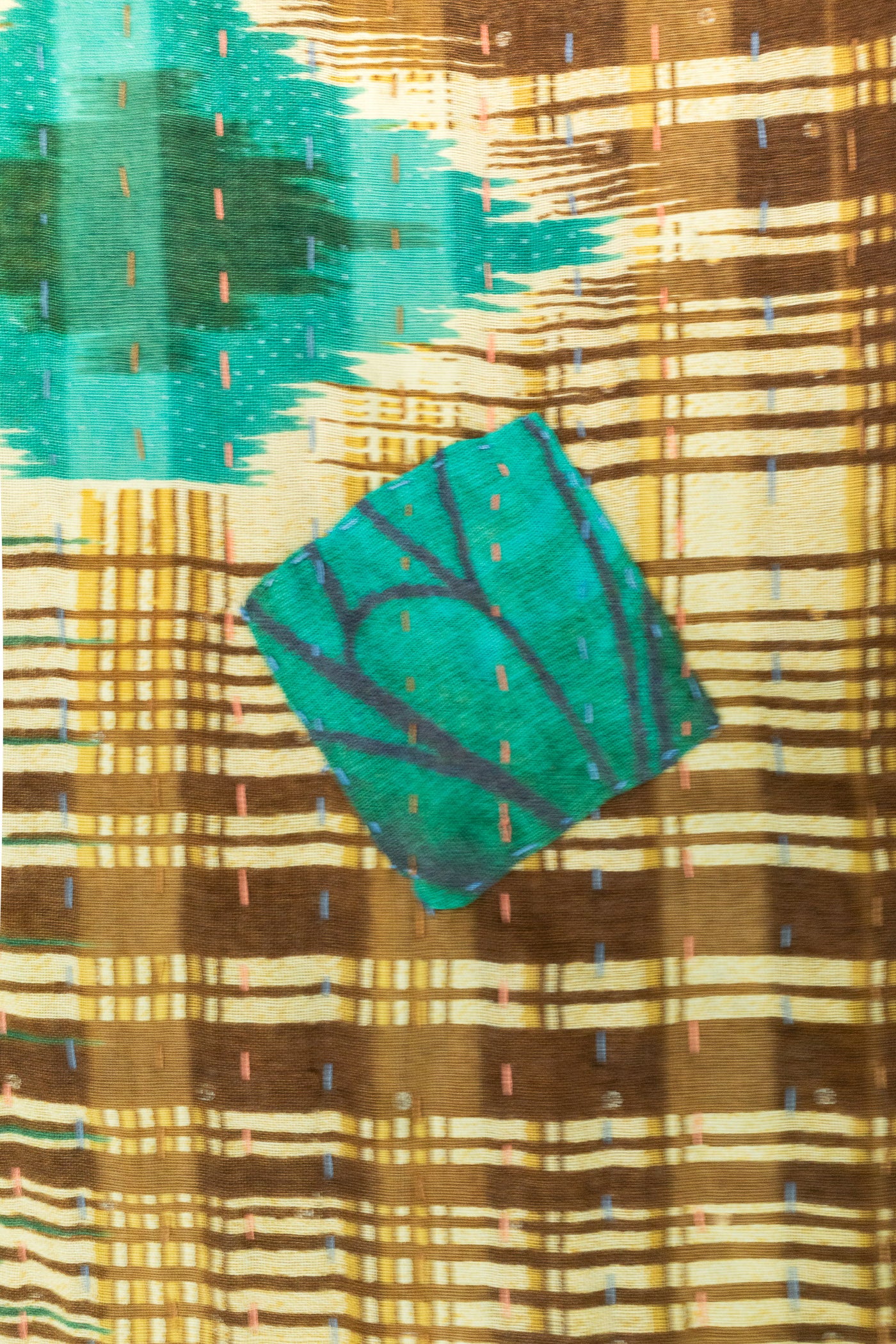 Turquoise Kantha Throw Blanket