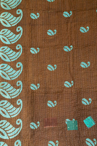 Turquoise Kantha Throw Blanket