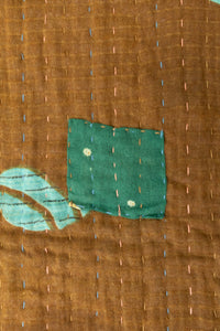 Turquoise Kantha Throw Blanket