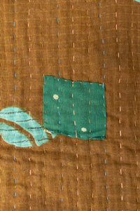 Turquoise Kantha Throw Blanket