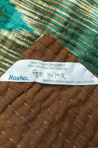 Turquoise Kantha Throw Blanket