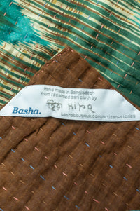Turquoise Kantha Throw Blanket