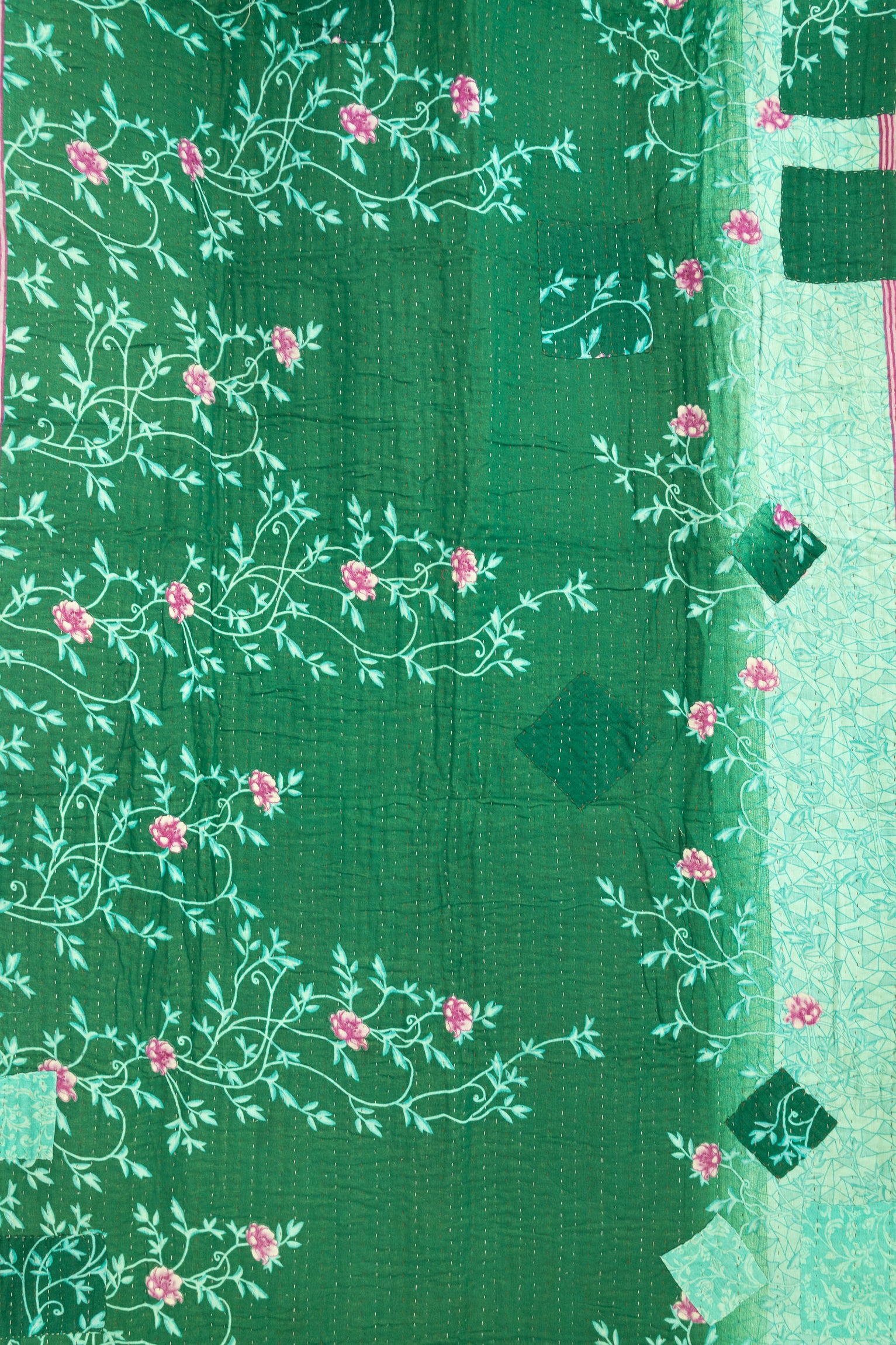 Turquoise Kantha Throw