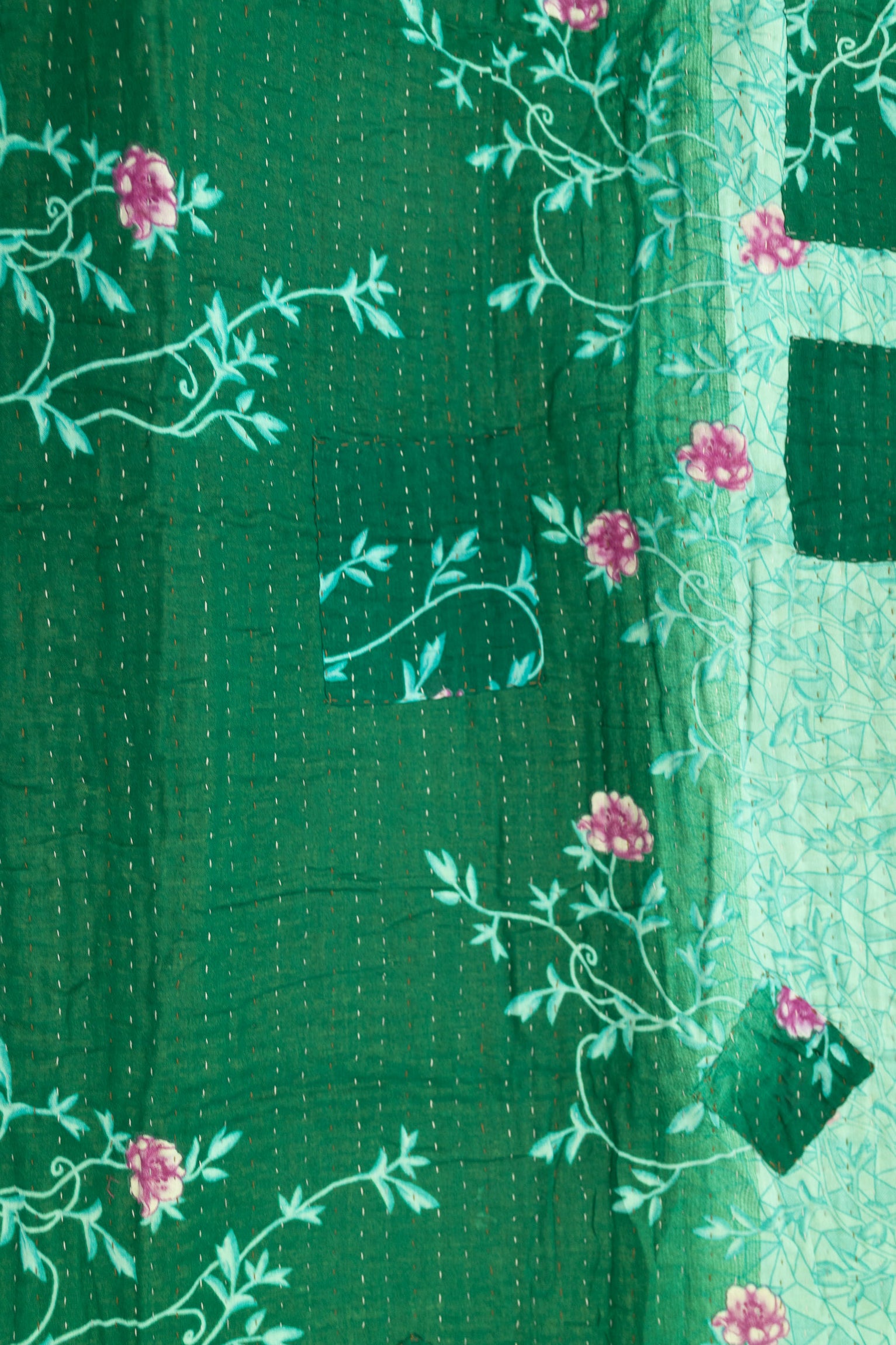 Turquoise Kantha Throw