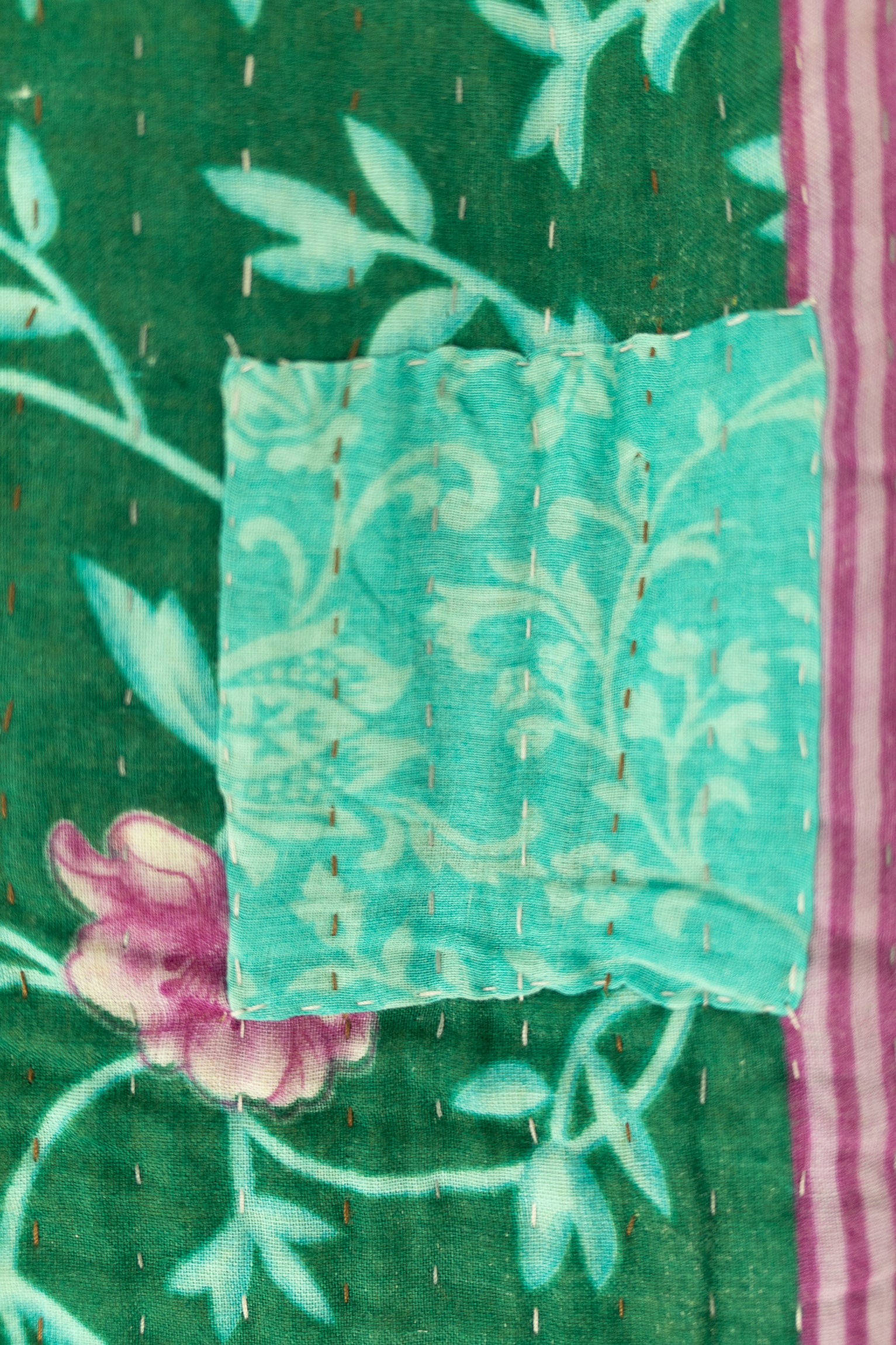 Turquoise Kantha Throw