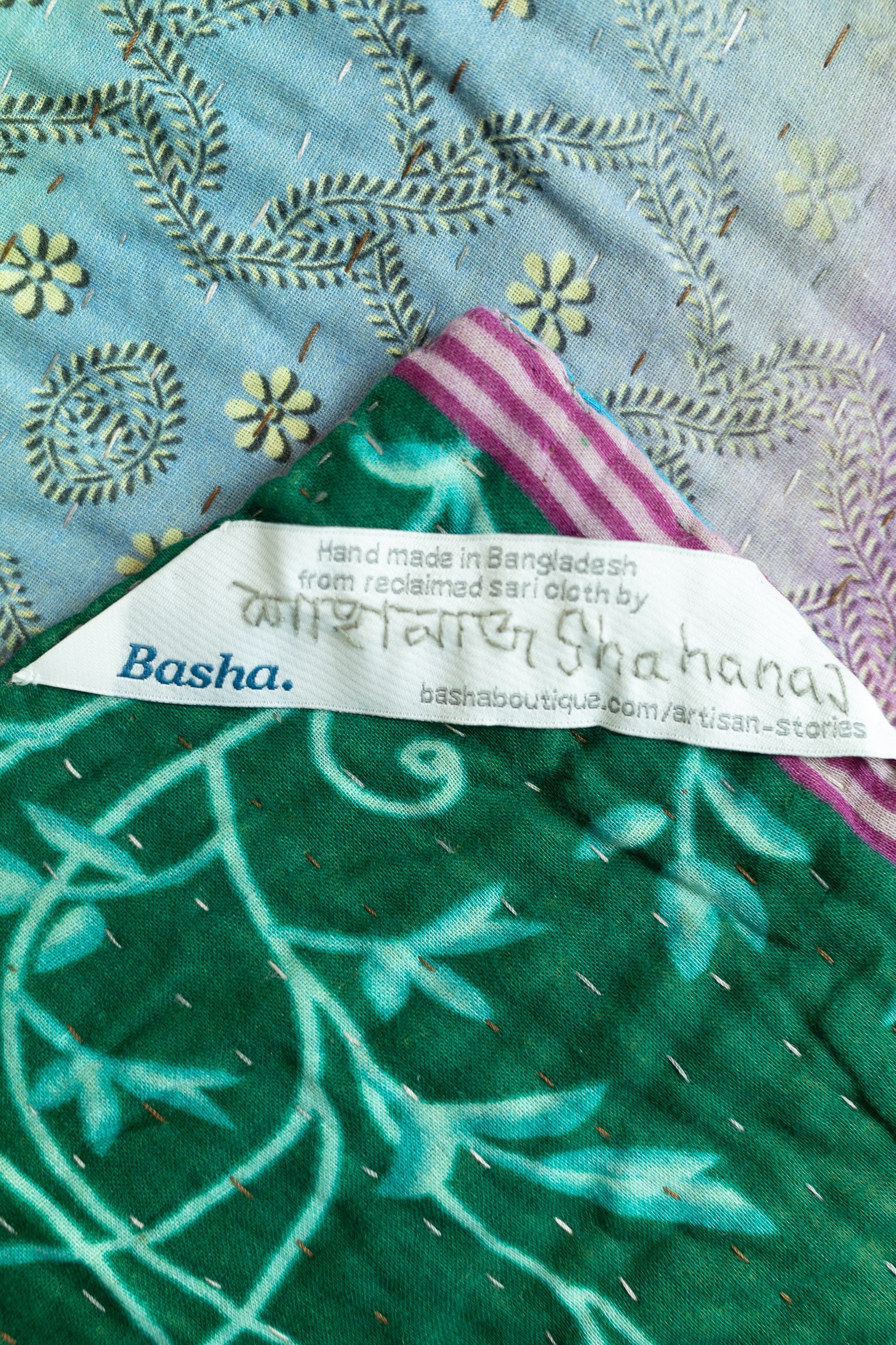 Turquoise Kantha Throw
