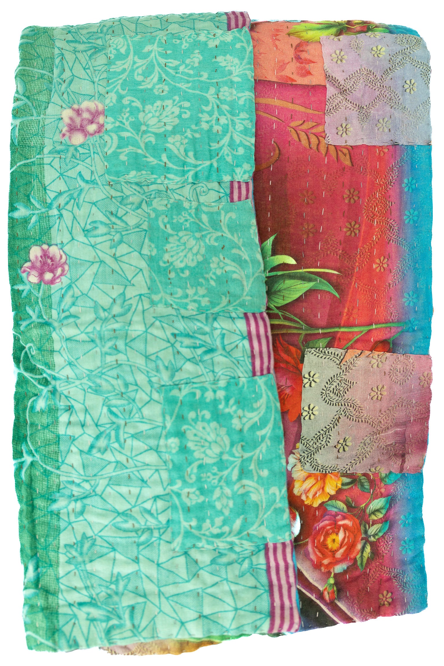 Turquoise Kantha Throw