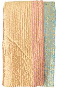 Turquoise Silk Blend Kantha Throw Blanket