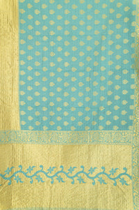 Turquoise Silk Blend Kantha Throw Blanket
