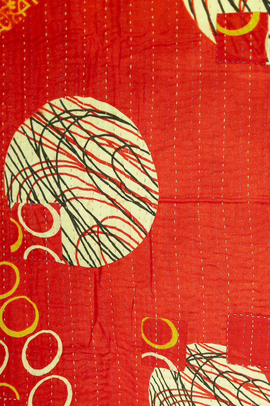 Turtle Dove Kantha Christmas Throw