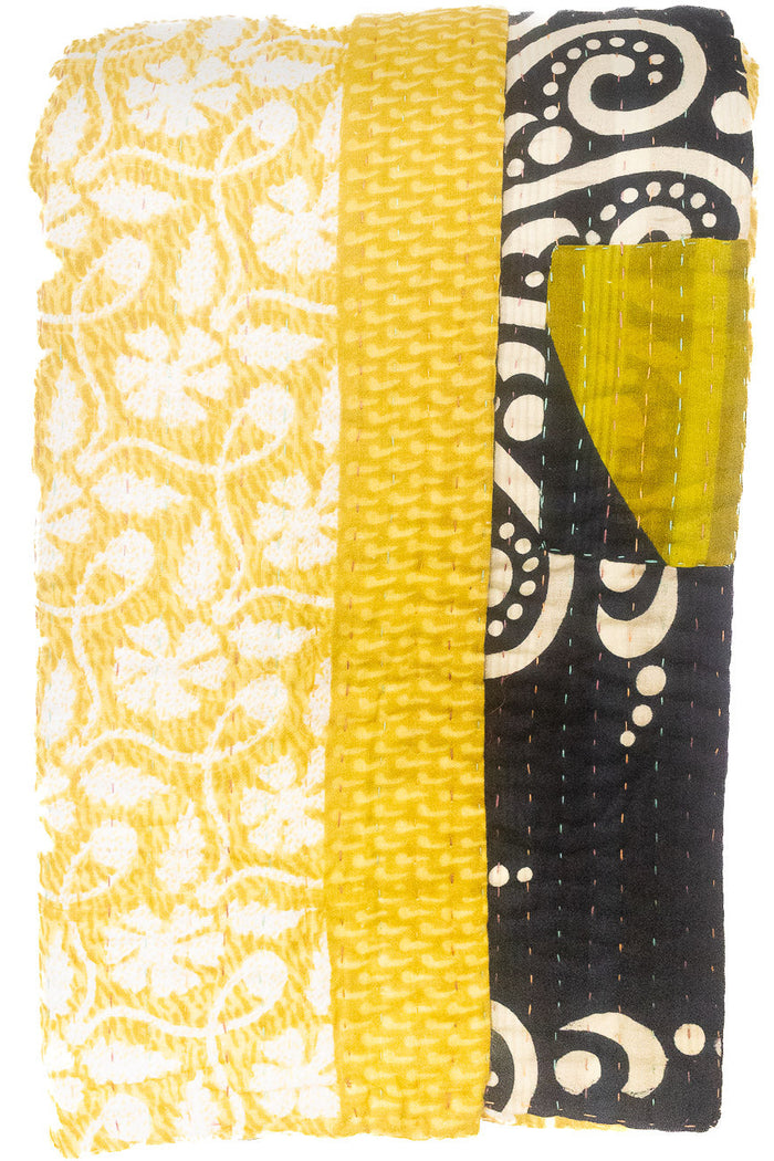 Kantha Large Throw Blanket
